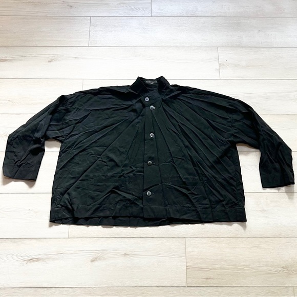 Shirin Guild Button Up Wool Blend Cotton Blend Boxy Lagenlook Blouse Jacket Sz M - Picture 1 of 4
